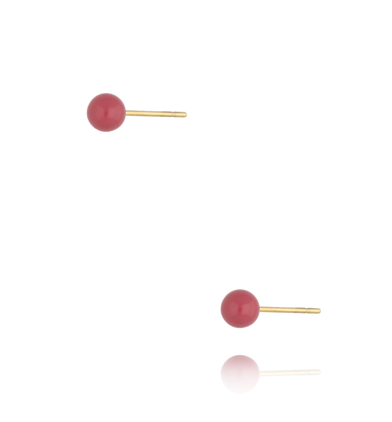 Kolczyki kulki z różową emalią 4 mm Enamel Balls - By Dziubeka