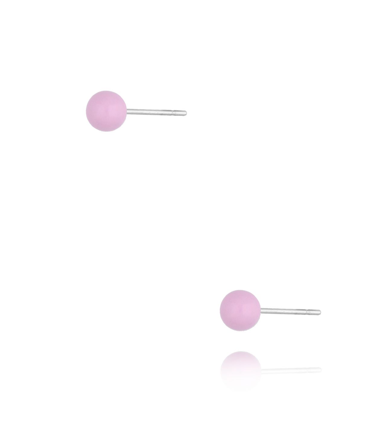 Kolczyki kulki z liliową emalią 4 mm Enamel Balls KSA1703