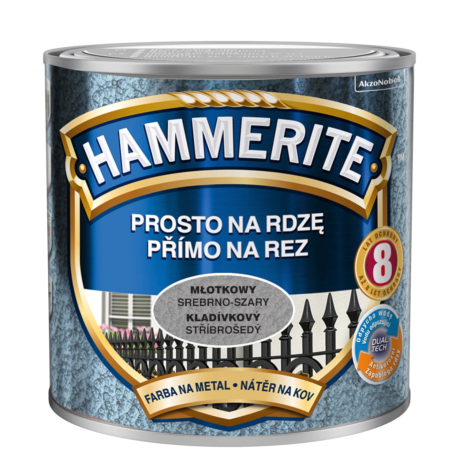 Hammerite Emalia antykorozyjna srebrno-szara młotkowa 250 ml
