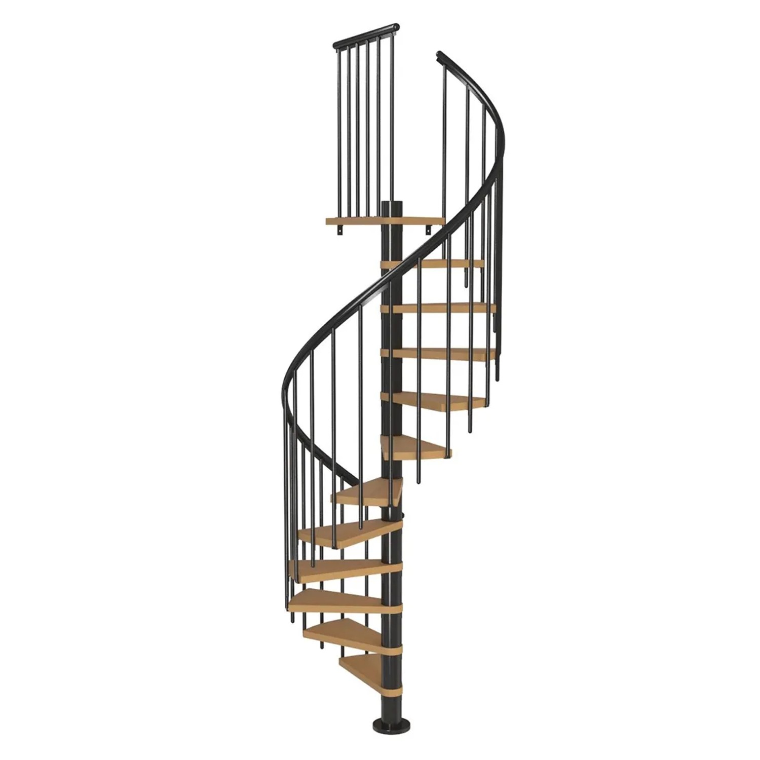 Dolle Schody spiralne Calgary 120 T, 11 stopni+podest, antracyt+buk, wys. 280,8