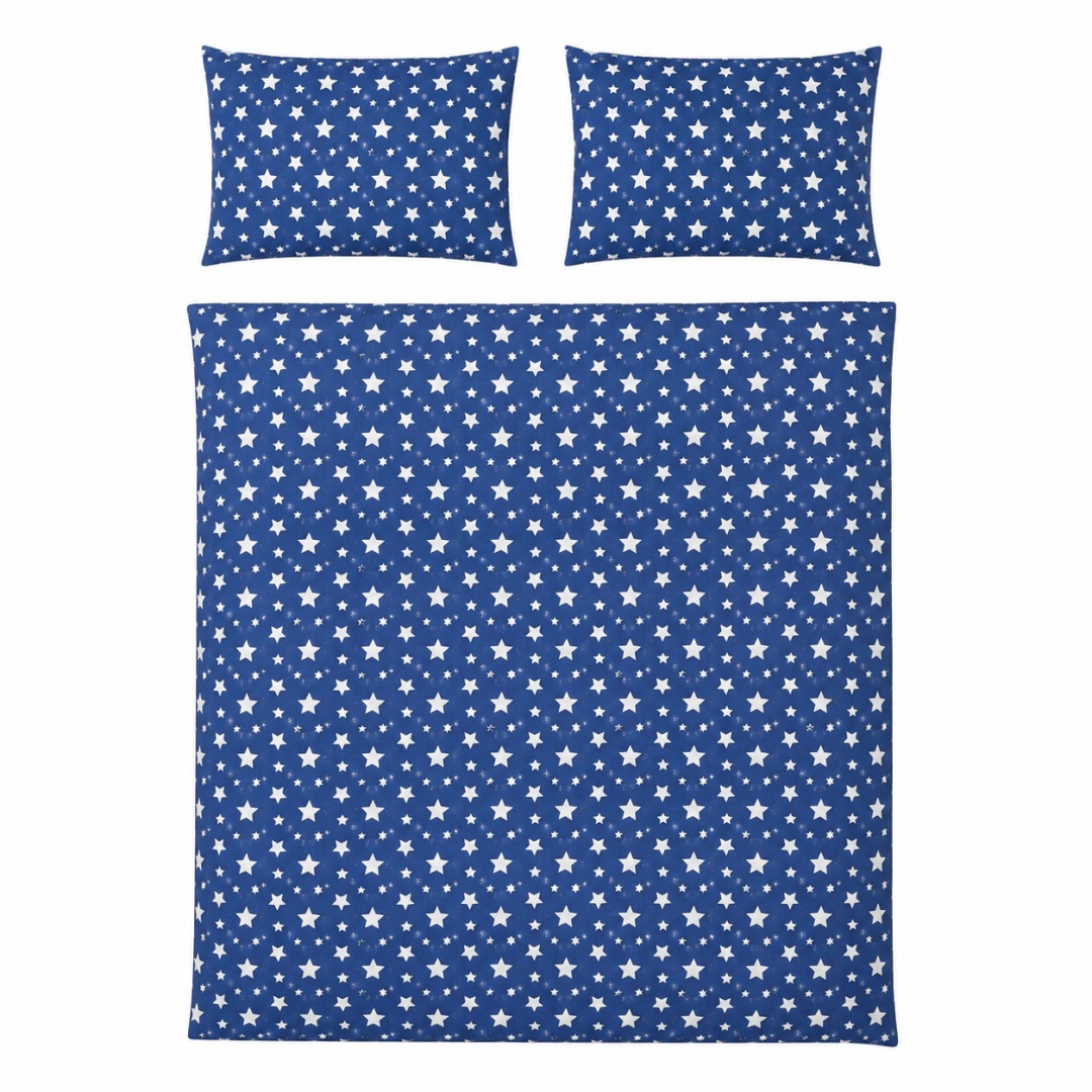 Pościel 140x200 + 2 poszewki | 100% bawełna | gwiazdki w granacie