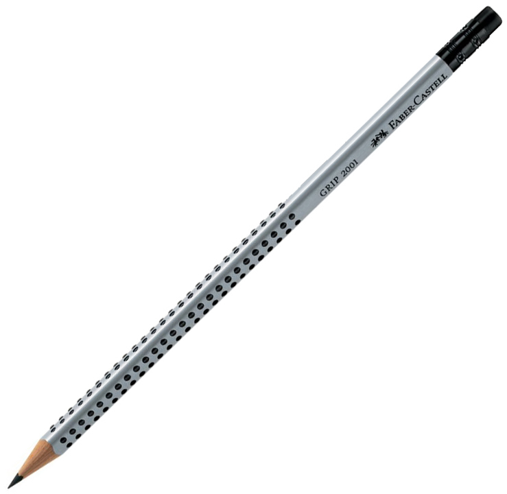 Ołówek z gumką Faber Castell Grip 2001, HB, srebrno-czarny