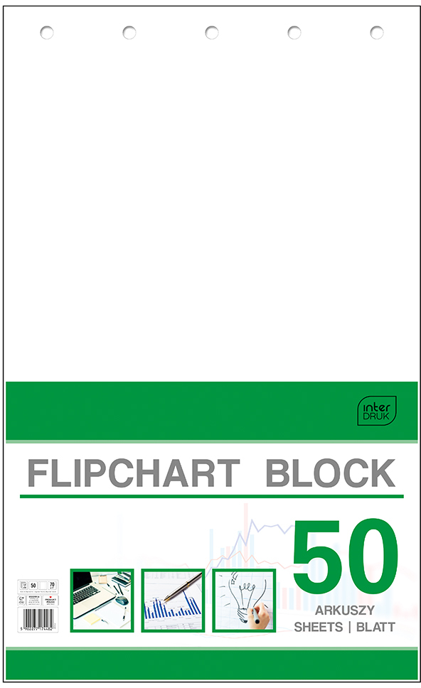 Blok do flipchartów Interdruk, 100x64cm, gładki, 50 kart