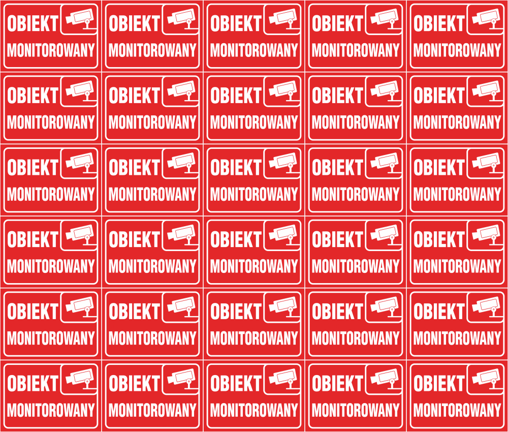 50x Znak informacyjny Anro, "Obiekt monitorowany", płytka PVC, 15x20,5cm