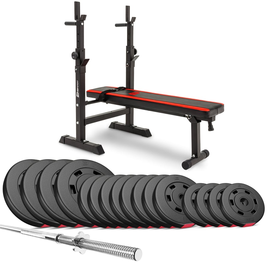 Kunststoff Hantelset 99 kg mit Hantelbank HS-1080