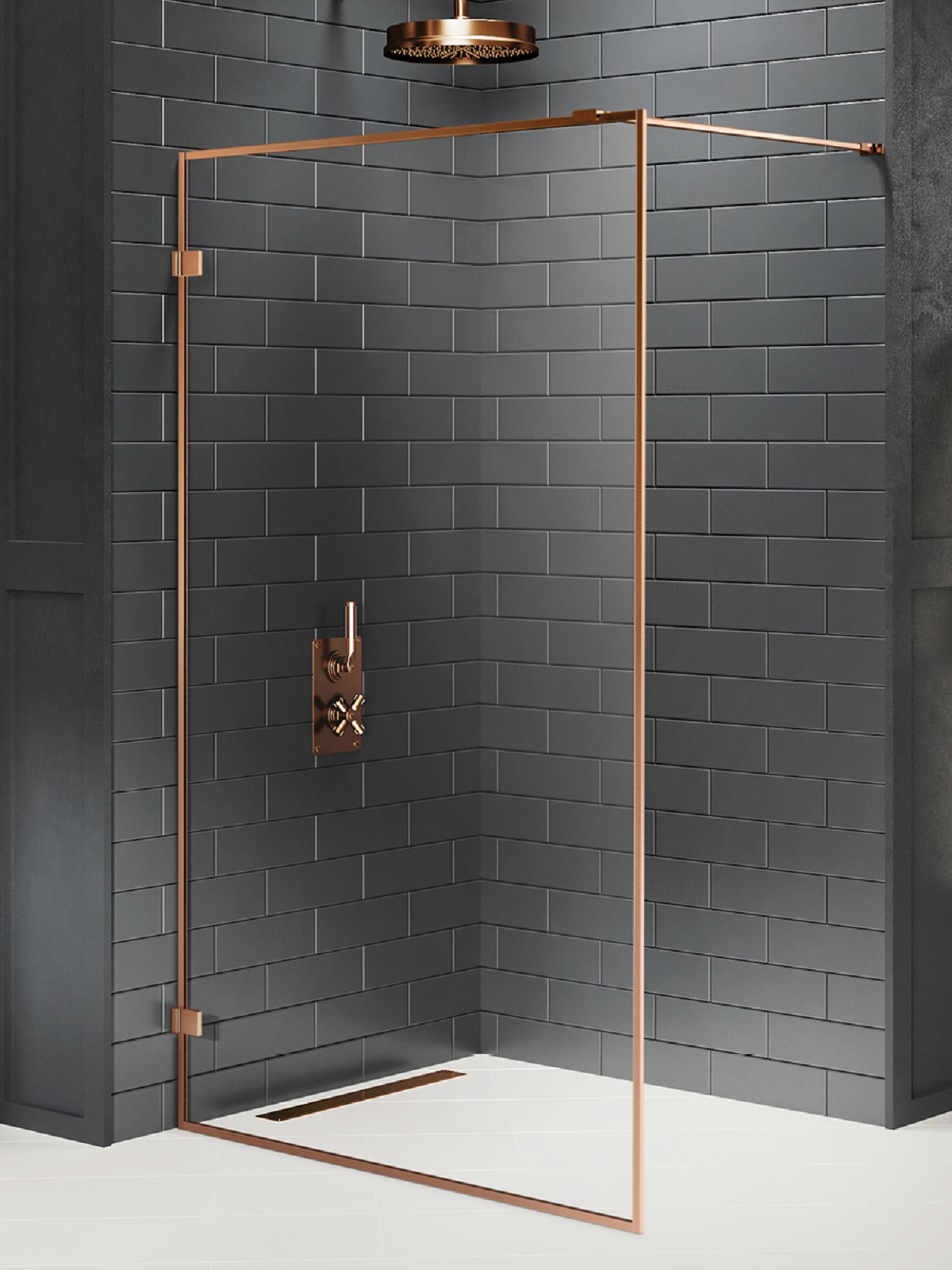 New Trendy Avexa Copper Brushed ścianka prysznicowa walk-in 90 cm miedź szczotkowana/szkło przezroczyste EXK-3798