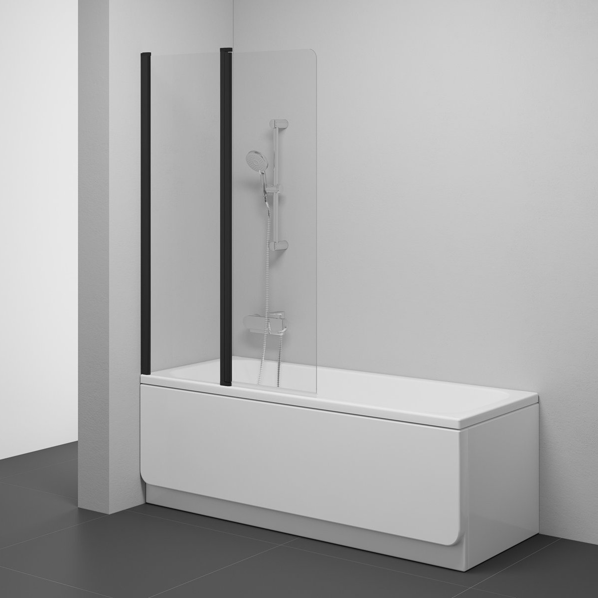 Ravak Chrome parawan nawannowy 100 cm 2-częściowy czarny połysk/szkło przezroczyste 7QRA0300Z1