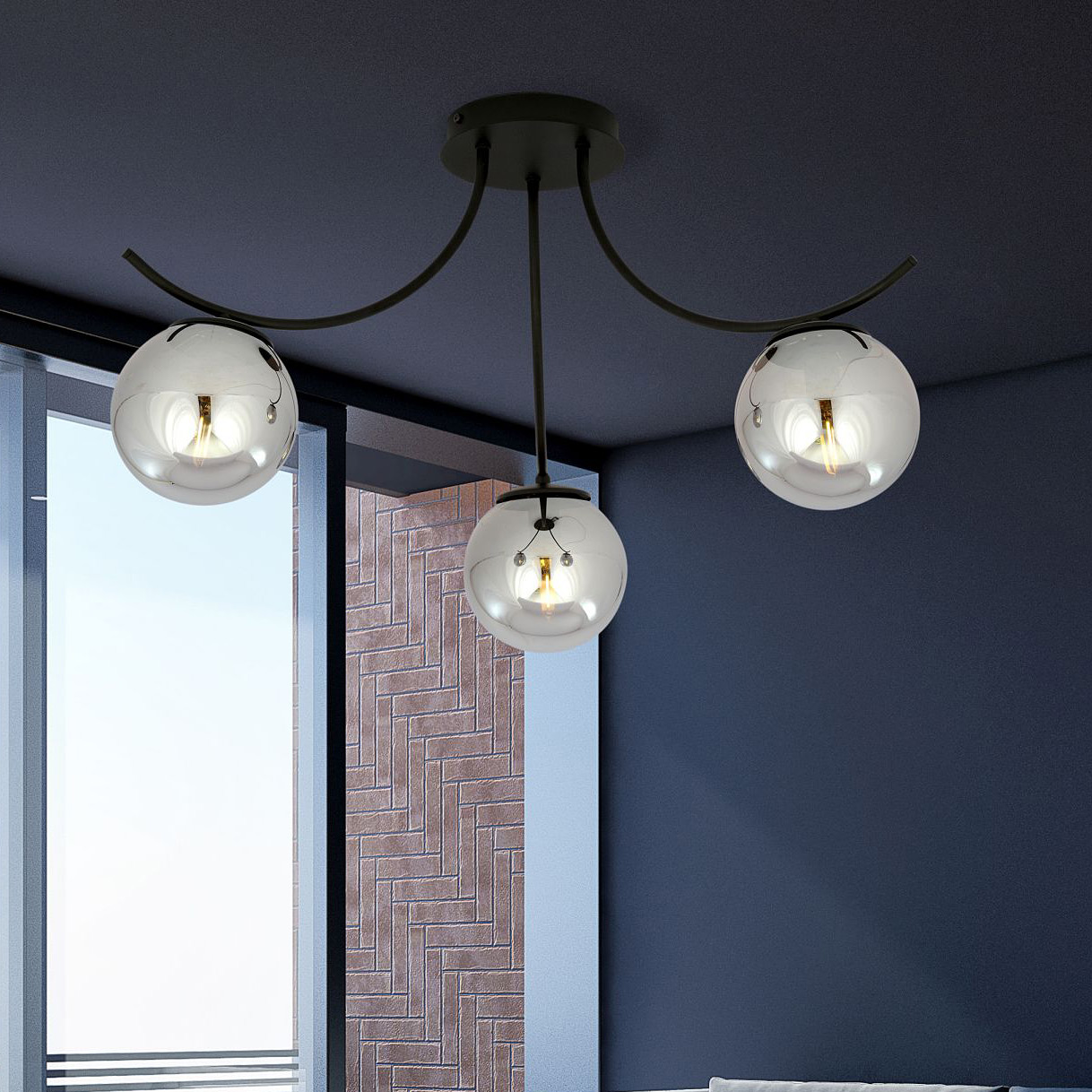 Emibig Boston lampa podsufitowa 3x10 W czarna-grafitowa 1110/3