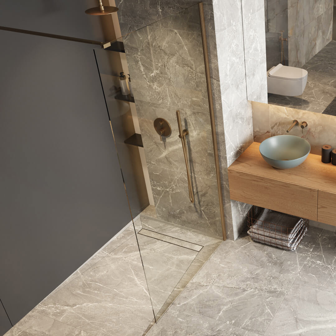 Excellent Vidoq ścianka prysznicowa walk-in 100 cm miedź szczotkowana/szkło przezroczyste KAEX.1506.1000.LP.CB - Wysyłka w 24h