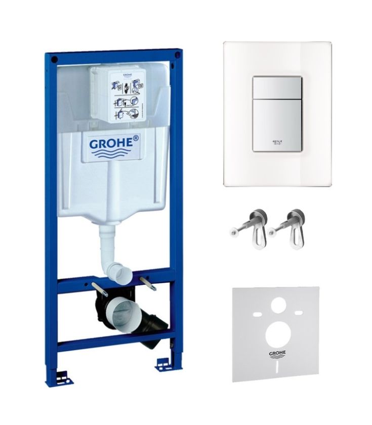 Zestaw Grohe Rapid SL z przyciskiem Skate Cosmopolitan szlachetna biel (38539001, 38845LS0)