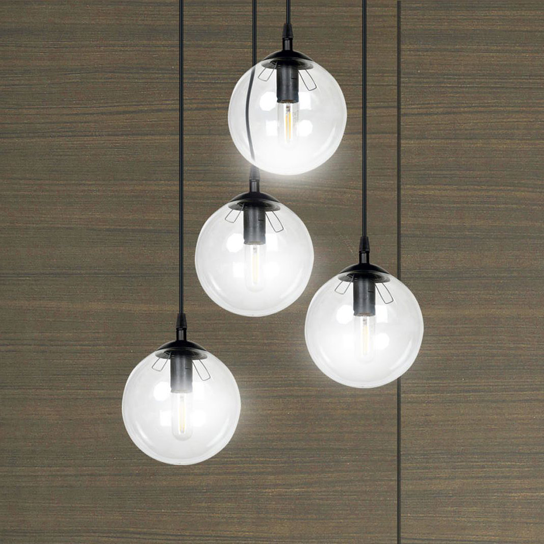 Emibig Cosmo lampa wisząca 4x10 W czarna-przezroczysta 711/4PREM