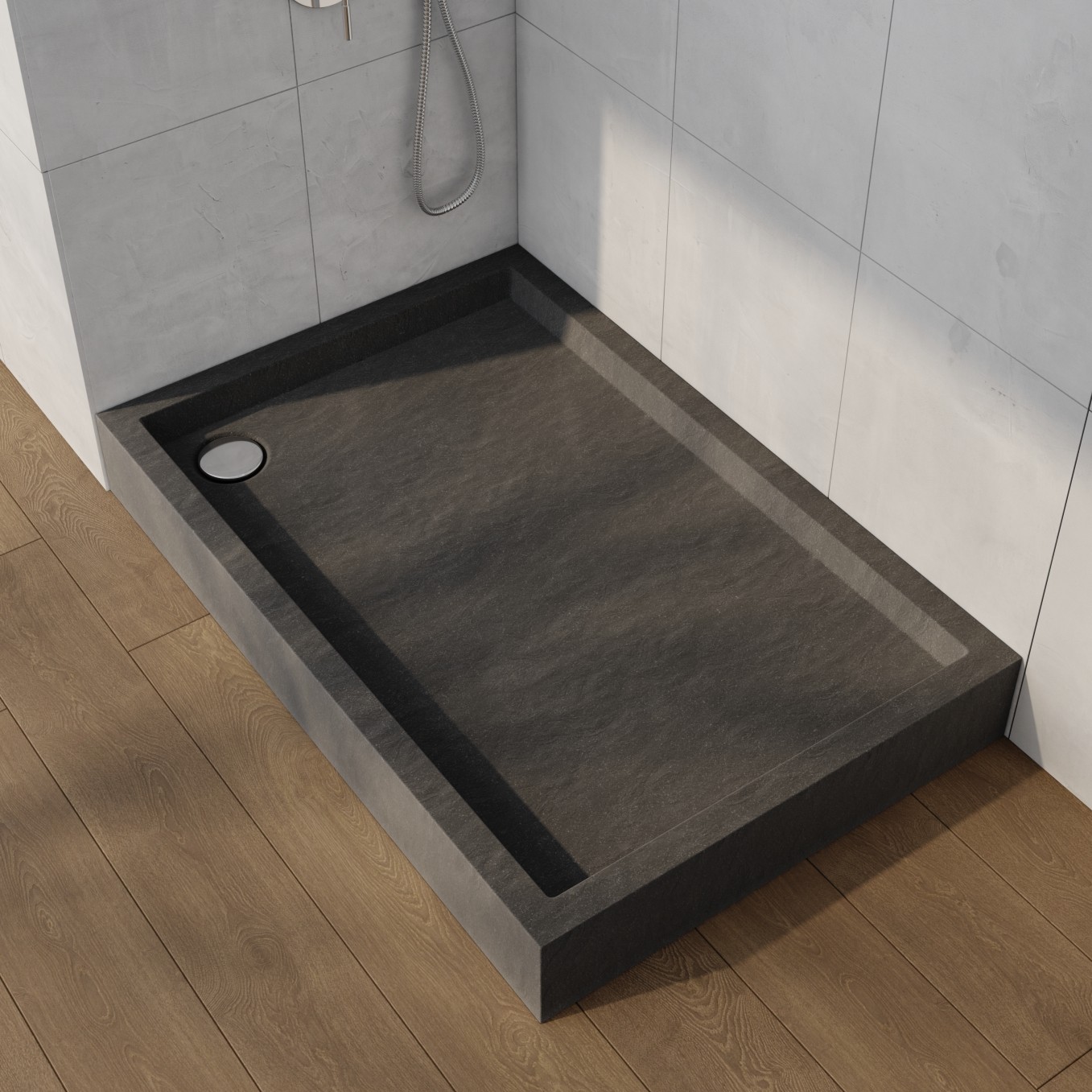 Schedpol Medium Black Stone brodzik prostokątny 100x80 cm czarny 3.4736/C/ST