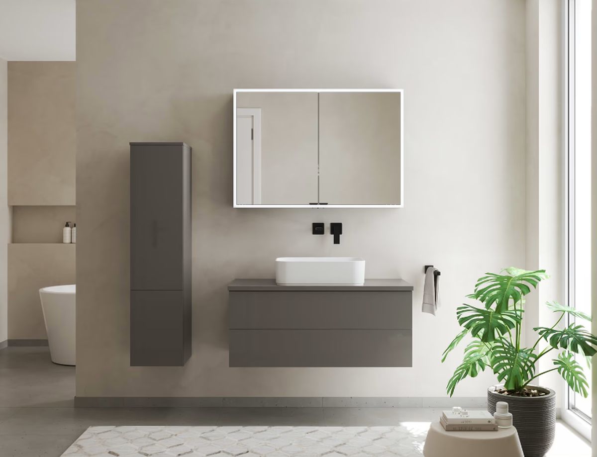 Kronenbach Cube 2.0 szafka 60x17x70 cm z lustrem czarny mat KB100216MB