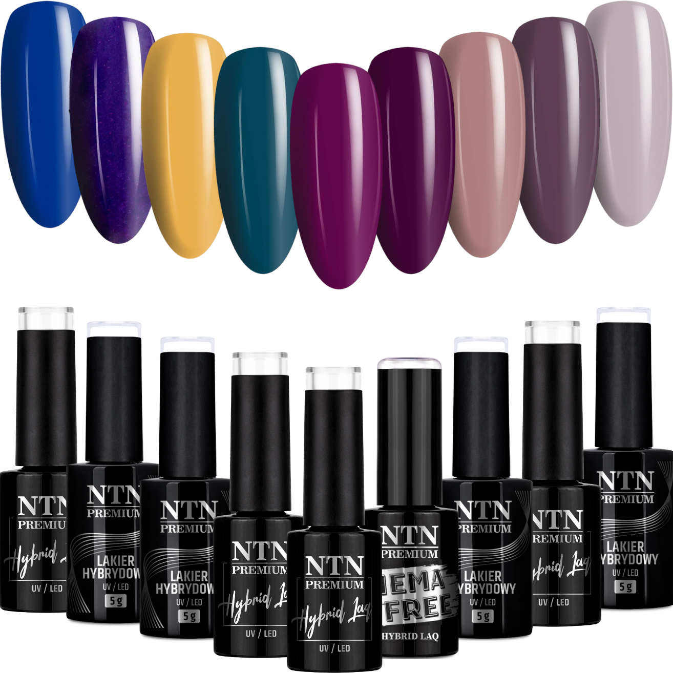 9x Lakier Hybrydowy NTN 5g Seductive ZESTAW 9w1