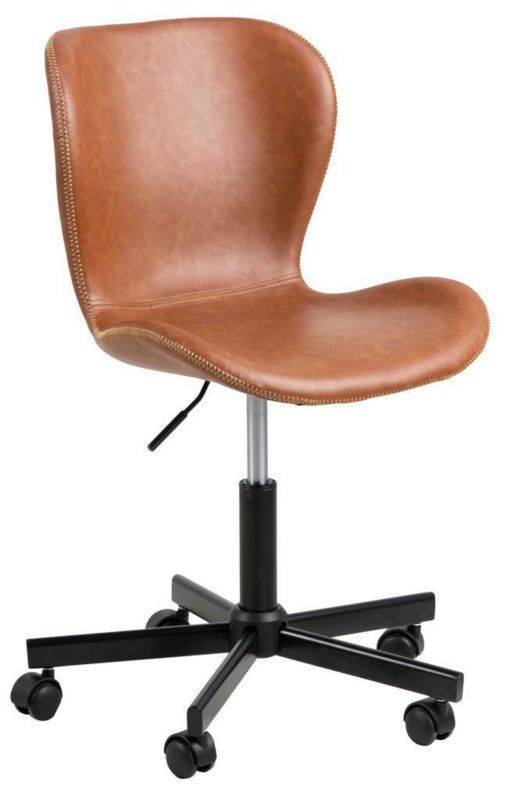 Fotel biurowy ergonomiczny Batilda ACTONA skórzany obrotowy do biurka brązowy nowoczesny 1 szt.