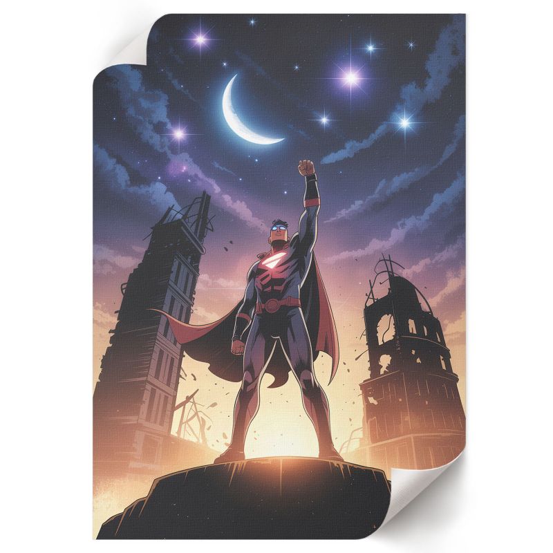 Plakat Do Sypialni ArtPrintCave 21x29,7 cm Superbohater w nocy Human Signal 1 szt.