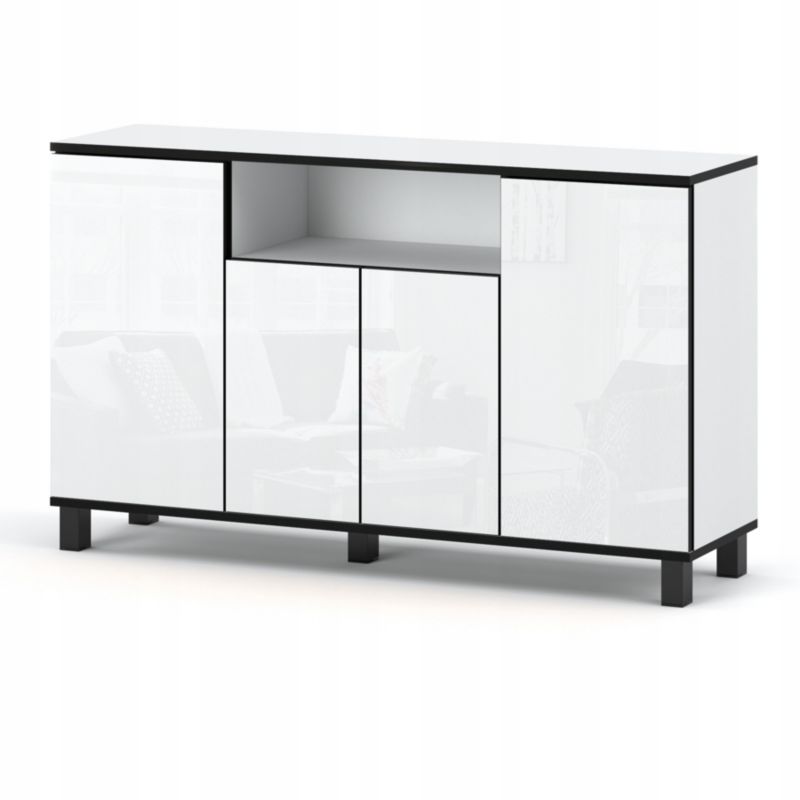 Duża Komoda 140 Cm Stiv-Meble Biały Mat Biały Połysk 140X35X80 Cm 1Szt.