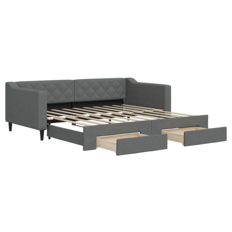 Sofa rozkładana WaszeMeble 90x190 cm Ciemnoszary tkanina z szufladami WM-3197473 1 szt.
