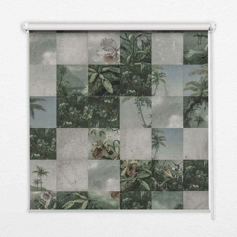Osłona Okienna Tulup 130x140 cm Palmy Kafelkowe Montaż do ściany/sufitu 1 szt.