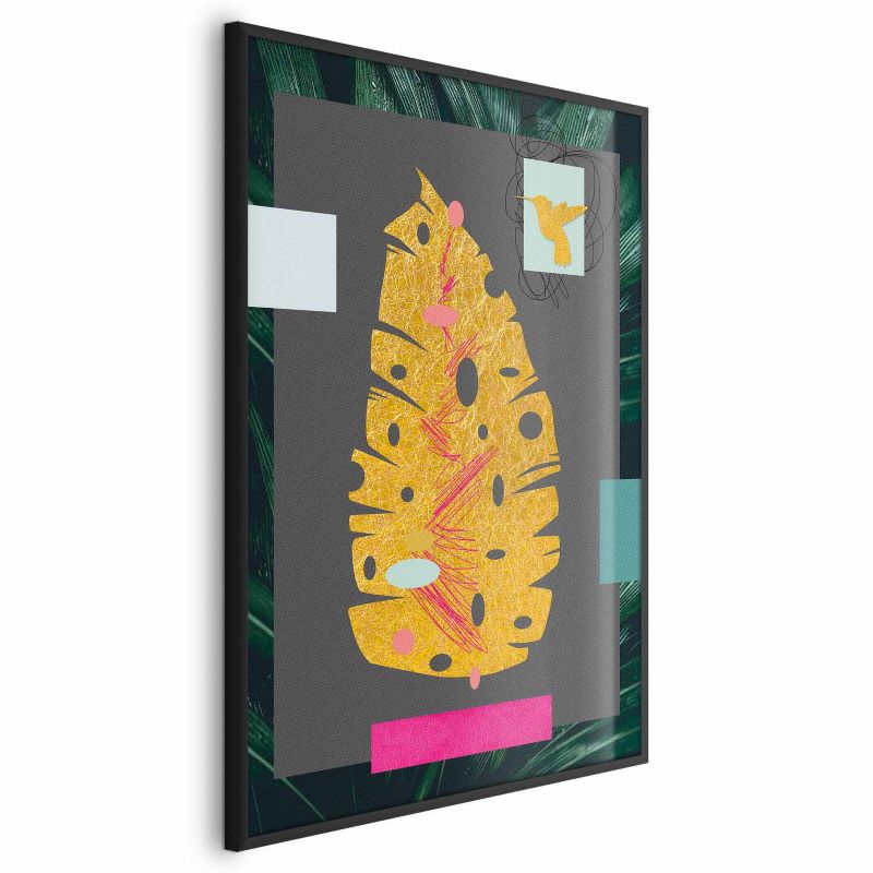 Plakat Artgeist złotą liść 40x60 cm z ramą czarną bez marginesu 1 szt
