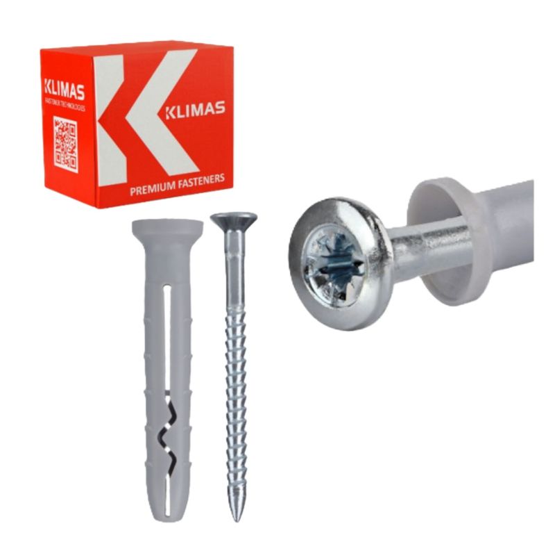 Kołki do wbijania szybkiego montażu Klimas SMK 6x80 mm z kołnierzem 100szt