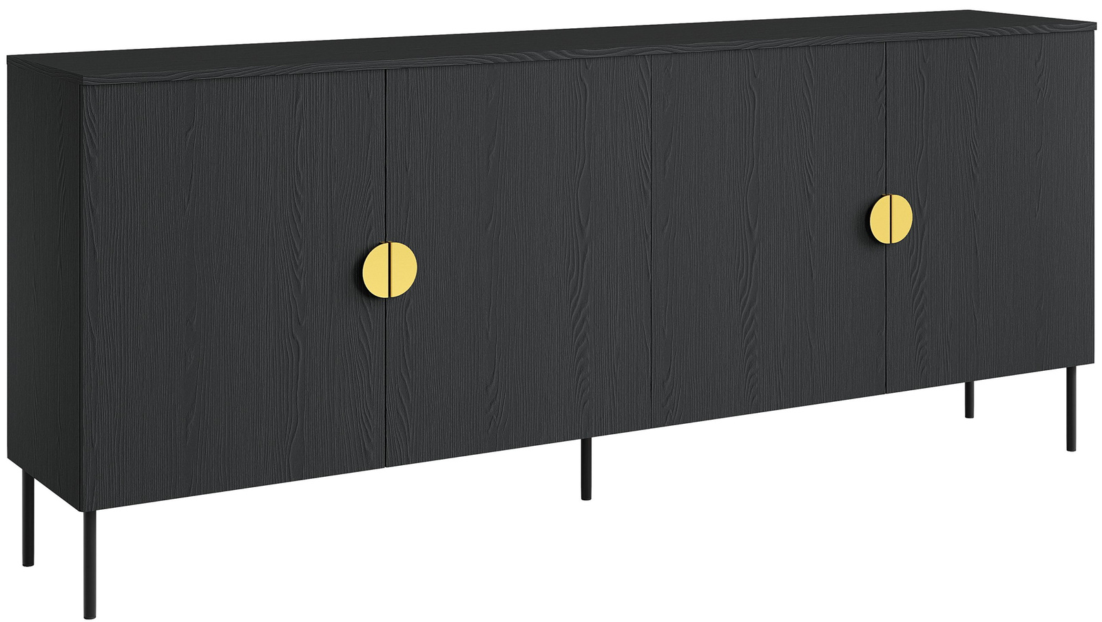 Czarna komoda do salonu czterodrzwiowa 213 cm MIRADO