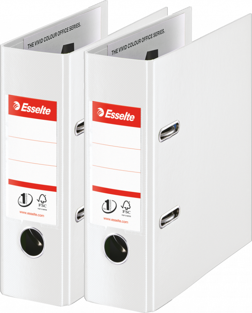2x Segregator A5 Esselte No.1 Power, 75mm, do 500 kartek, 30% PP z recyklingu, biały