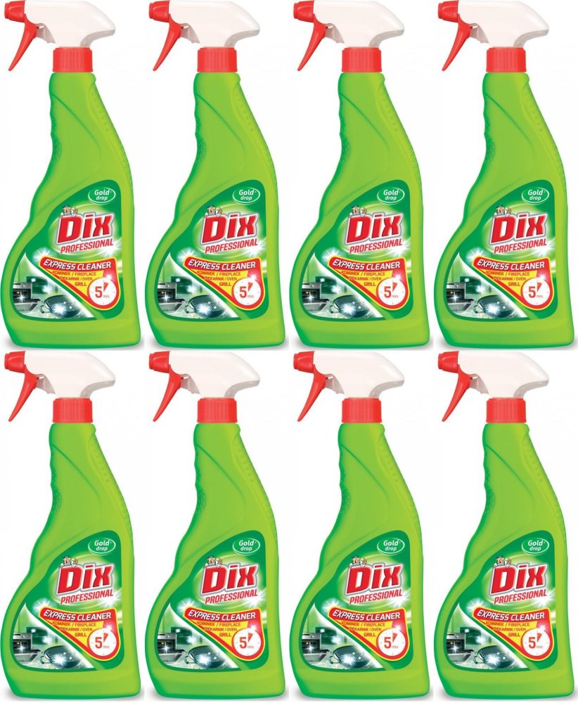 8x Płyn do czyszczenia kuchenek kominka grilla Dix Professional Gold Drop, z rozpylaczem, 0.5l