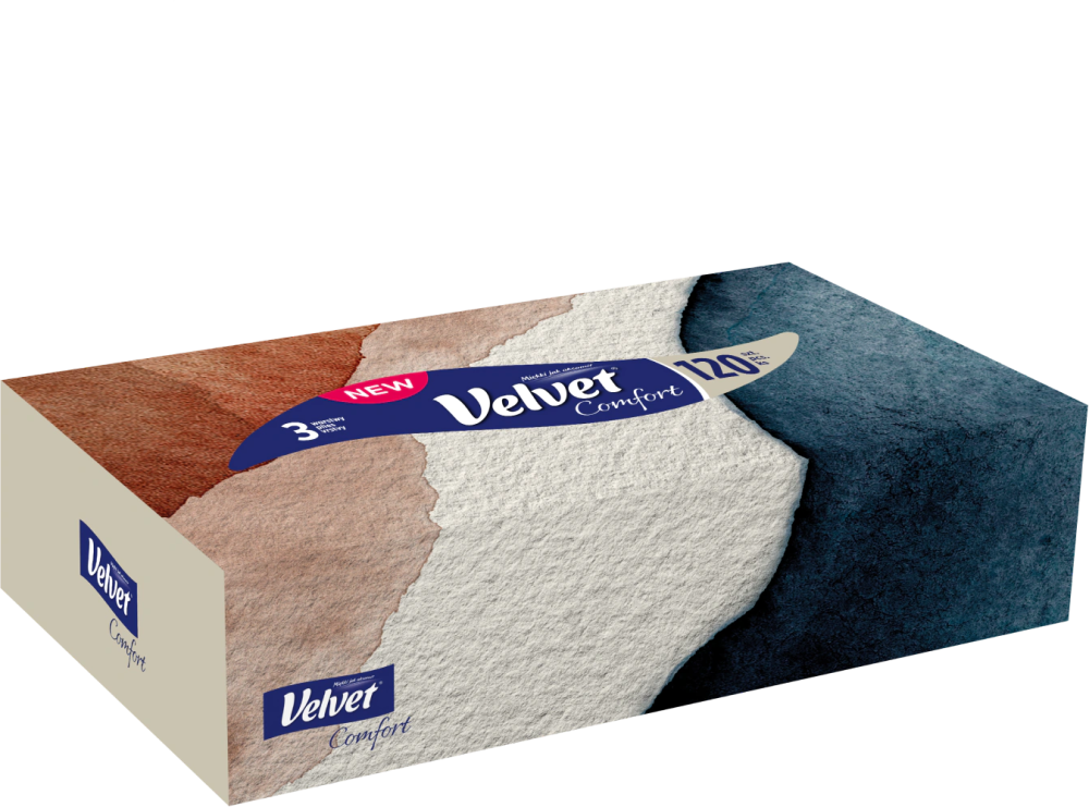 Chusteczki higieczne Velvet Comfort, w kartoniku, 3-warstwowe, 120 sztuk
