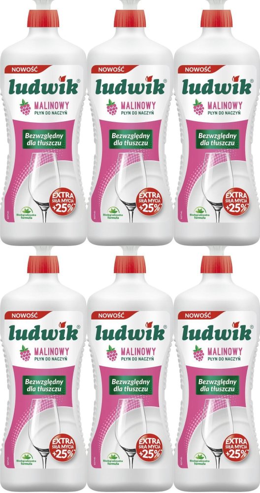 6x Płyn do naczyń Ludwik, malinowy, 900g
