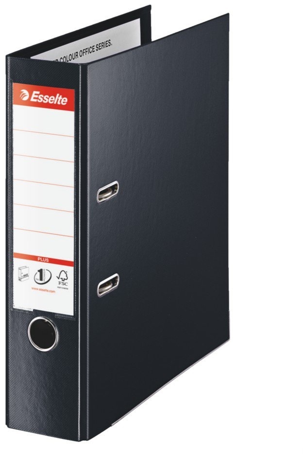 Segregator A4 Esselte No.1 Vivida Plus, 80mm, do 600 kartek, 30% PP z recyklingu, czarny