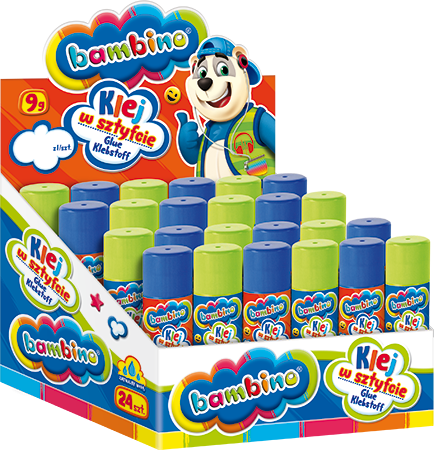 24x Klej w sztyfcie Bambino Zwierzaki Uczniaki, 9g