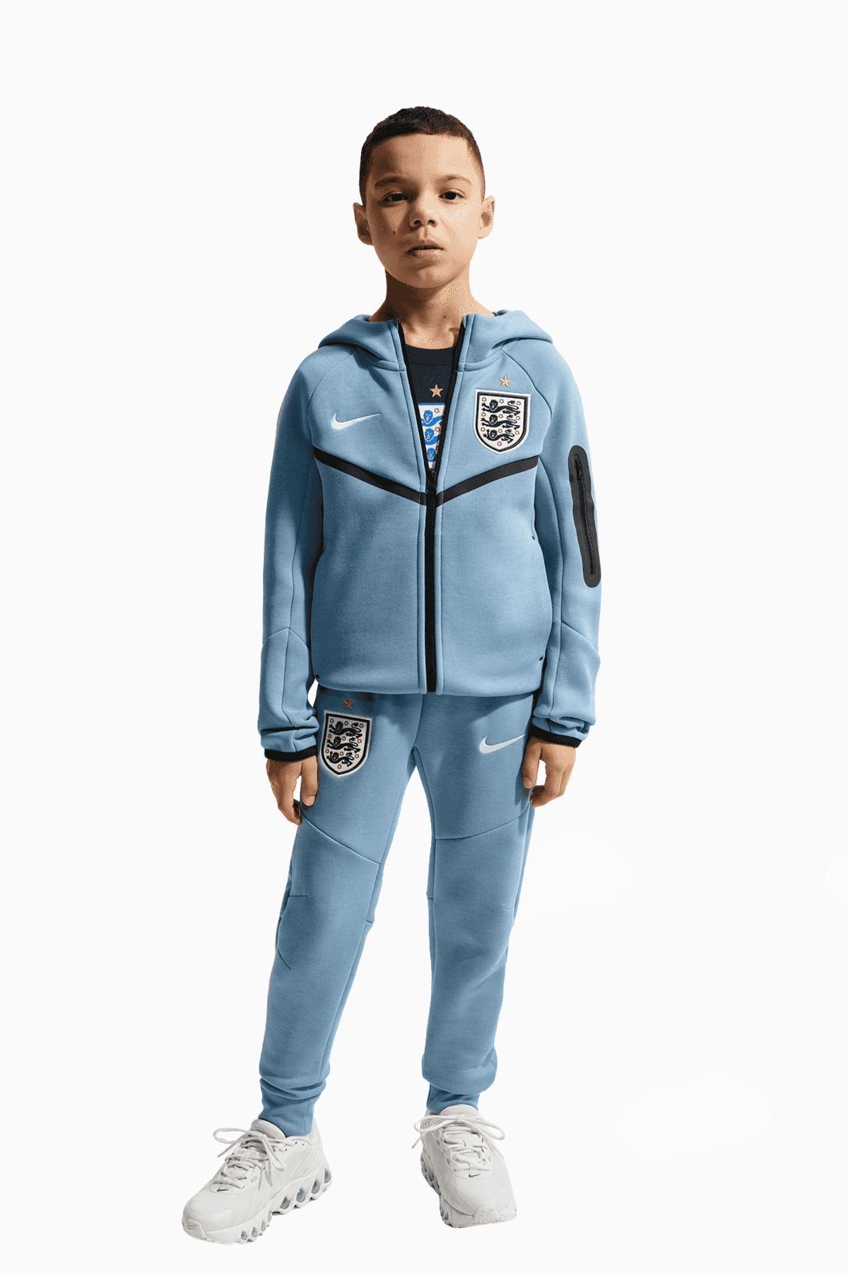Bluza z kapturem Reprezentacji Anglii Nike 2026 Tech Fleece Windrunner Junior - Niebieski