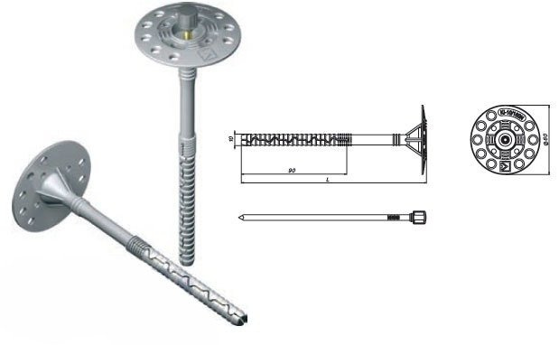 Łącznik do termoizolacji trzpień stal 260mm 200szt