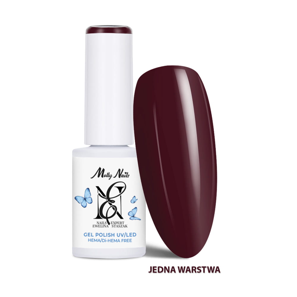 Lakier hybrydowy LED/UV Gel Polish Molly Nails by Ewelina Staszak Talizman T12 Granat HEMA/Di-HEMA Free 7g