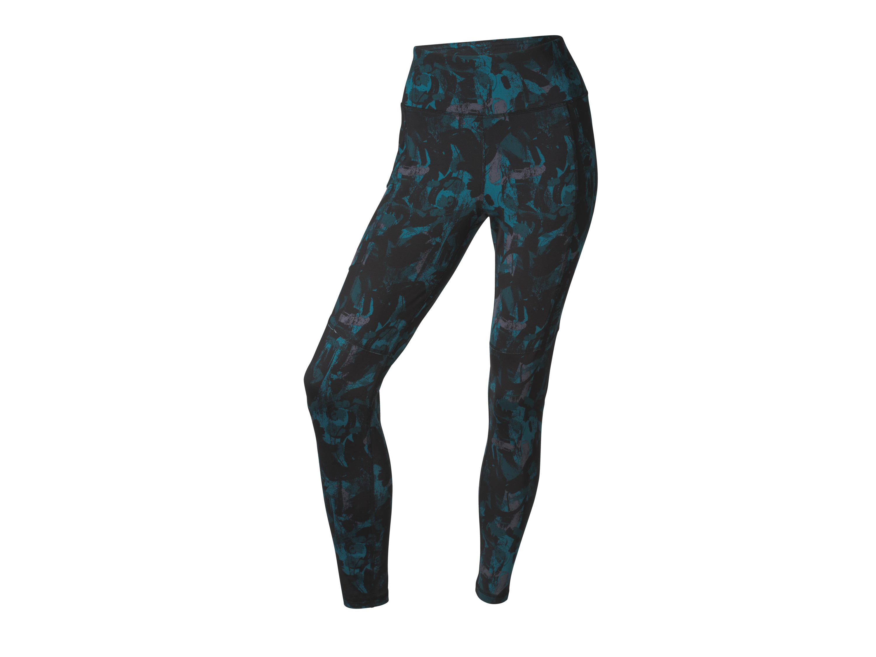 Crivit Legginsy termiczne funkcyjne damskie We wzory/ czarny/ niebieski, XS 32/34