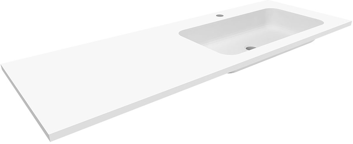 Darmowa Dostawa - Umywalka 130x45 cm prostokątna wpuszczana-z blatem biała Cristalstone Linea Simpla U1300MBPOTCR