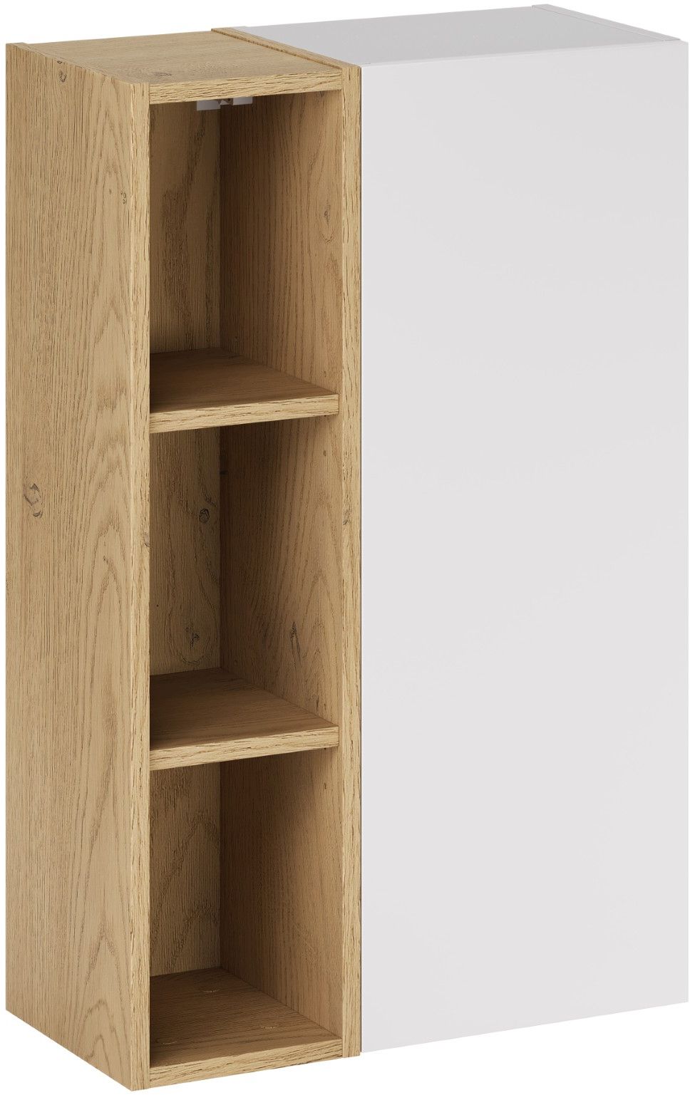 Darmowa Dostawa - Zestaw 2 szafek łazienkowych 50x26.6x80 cm boczna wisząca biała-dąb Comad Aster White SETASWSPUR20X80
