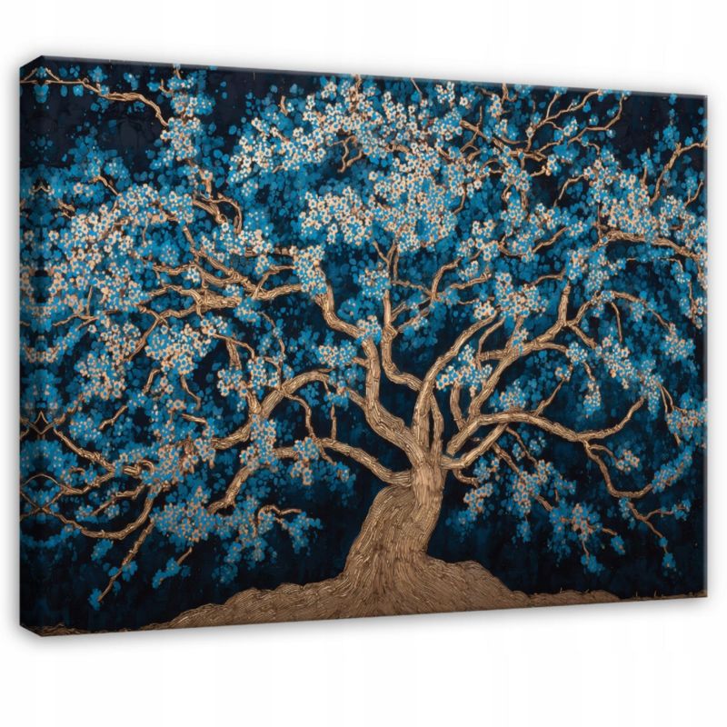 Obraz WALLARENA Do Sypialni Salonu Na Płótnie Drzewo Nowoczesny Abstrakcja Niebieski 120x80 cm PP16156O20 1 szt.