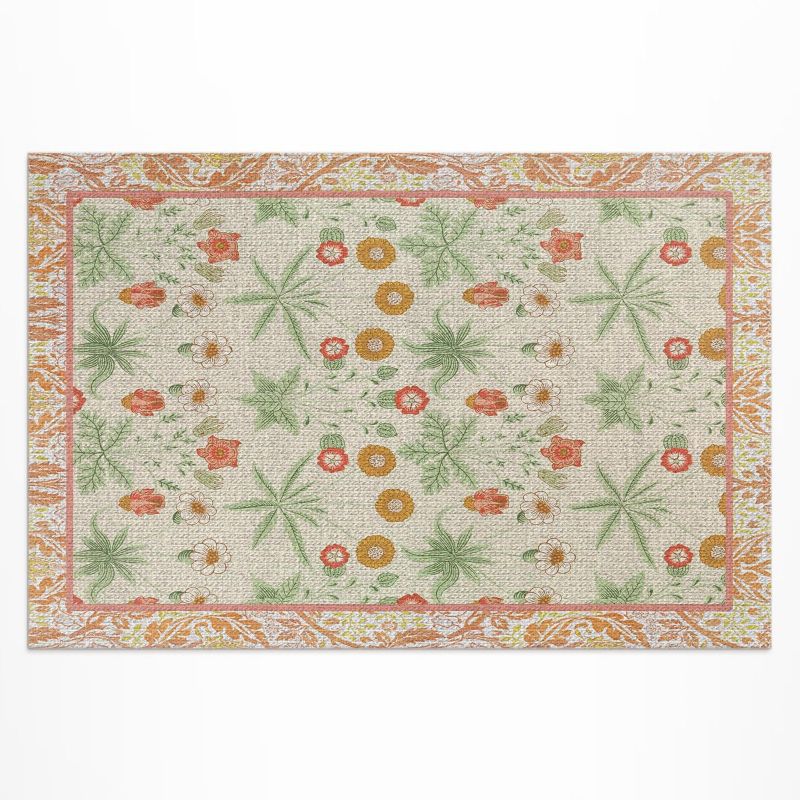 Winylowy Chodnik Zewnętrzny Wallfluent 150x225 cm Wzór kwiatowy w ramce 1 szt.
