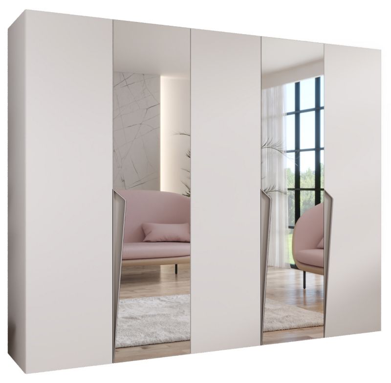Szafa uchylna z lustrem z lustrem otwierana Abiks PIANO 2 250 wys 202 cm Biały + Kaszmir 1 szt