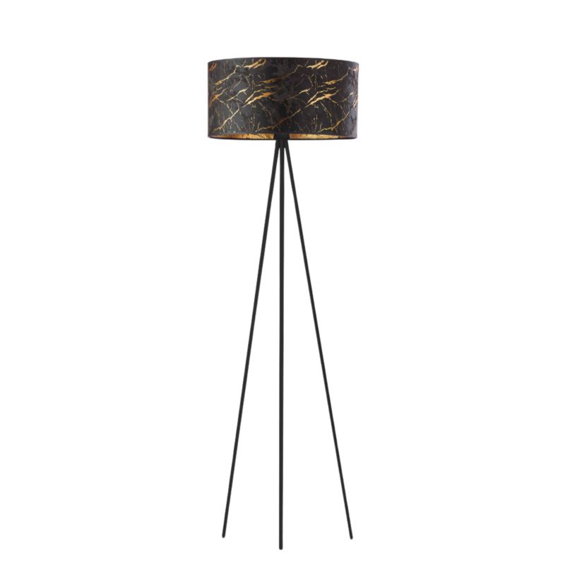 Lampa stojąca Volta Light Factory podłogowa trójnóg z abażurem czarny marmur walec 40cm JOLLY 1szt.