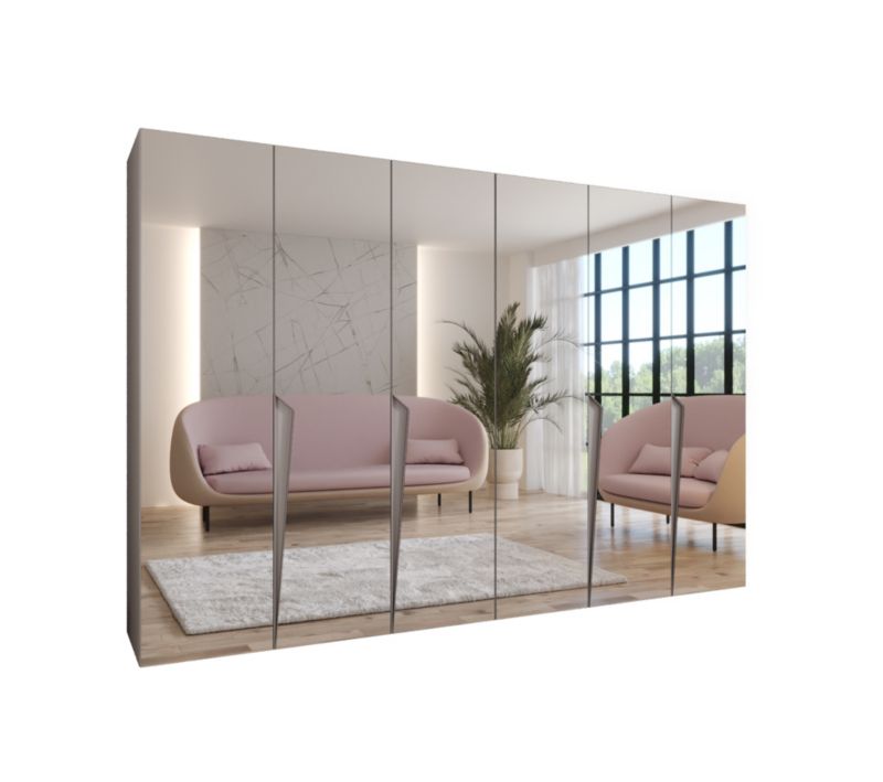 Szafa uchylna z lustrem z lustrem otwierana Abiks PIANO 3 300 (2x150) wys 202 cm Kaszmir + Kaszmir 1 szt