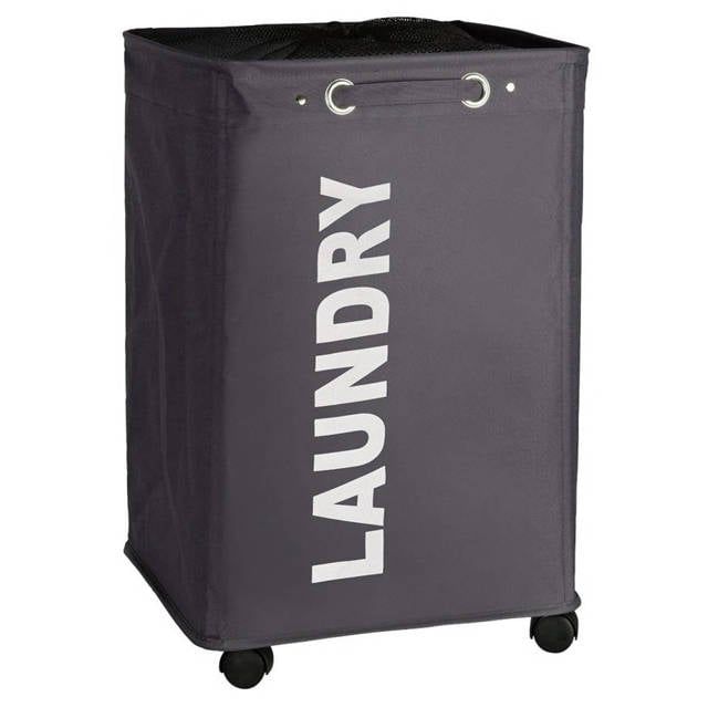 Kosz na pranie Wenko Quadro 79L, antracytowy, na kółkach, tworzywo sztuczne, 1 szt.