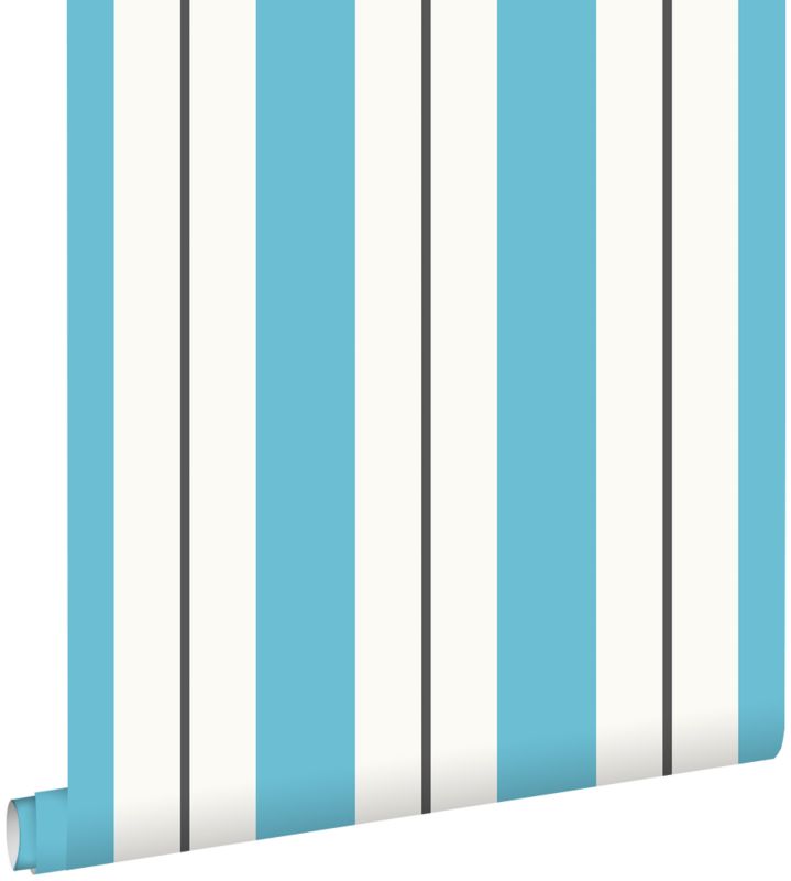 Tapeta ESTAhome paski turkusowymIszarym 53 cm x 10.05 m - 1 rol.