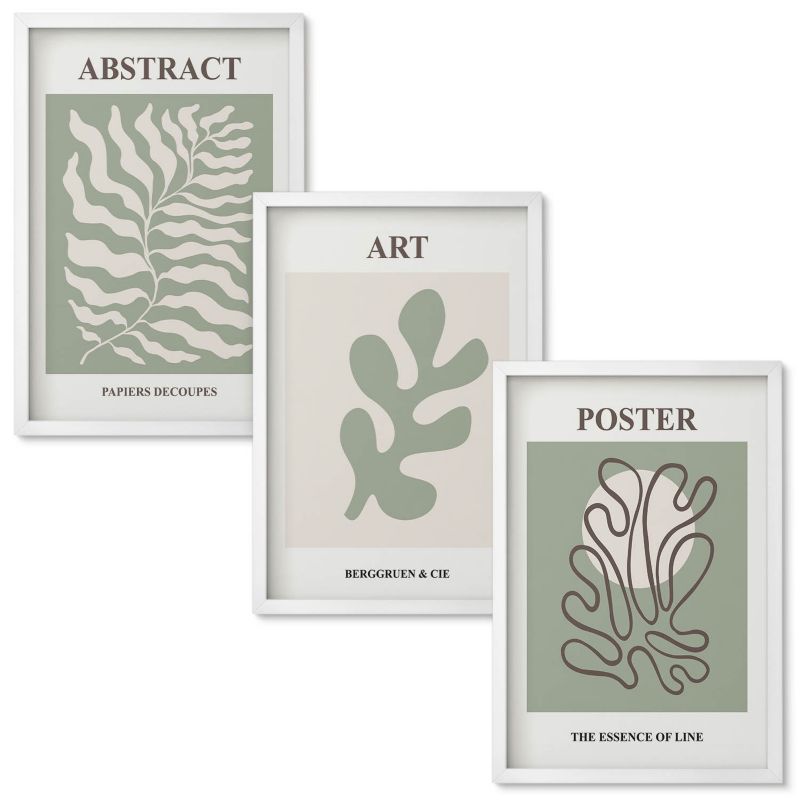 Obrazy do Salonu Wallfluent Wzory roślinne postery Matisse Biała rama 40x60 cm 3 szt.