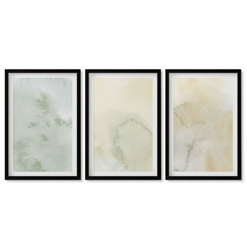 Trzy obrazy w czarnej ramie zestaw Tulup 40x60 cm Pastelowe akwarele tekstury Galeria ścienna 1 kpl
