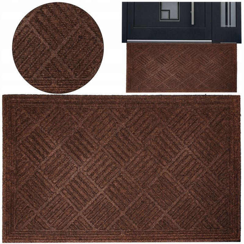 Wycieraczka Deco4Home Kiri gruba pod drzwi 45 x 75 cm brązowa 1 szt.