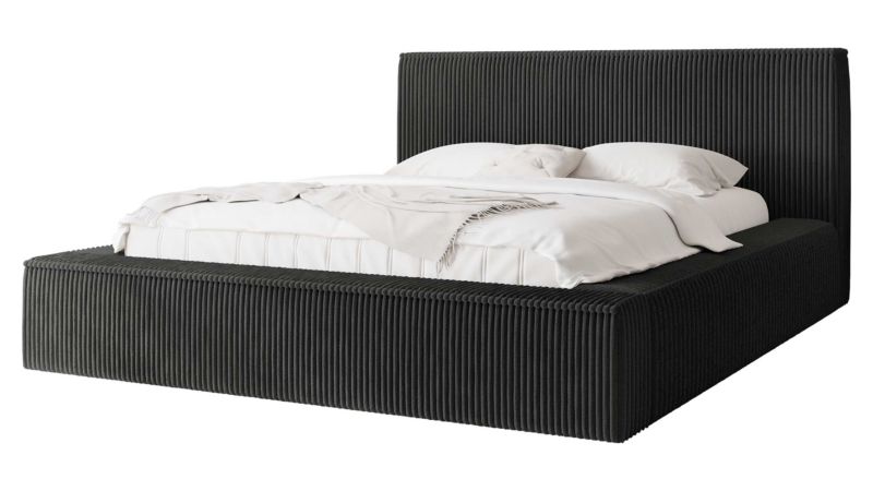 Łóżko tapicerowane MIRJAN 24 z pojemnikiem Glexi Sztruks 140x200 czarny sztruks 1 szt.