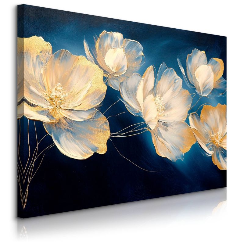 Obraz Muralo Kremowe Kwiaty Styl Glamour Abstrakcja 90x60 cm 1 szt.
